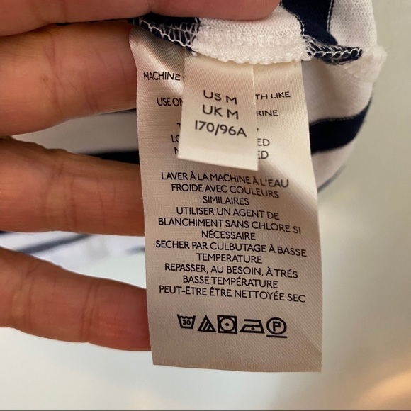 NWT Anthropologie Blue White Stripe Split Neck Tee - Picture 7 of 7